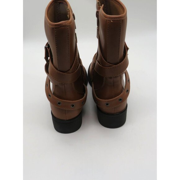 Yoki Womens Brown Faux Leather Buckled Mid-Calf Boots Size 9 NEW - Picture 5 of 7